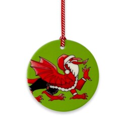 Welsh Dragon Christmas Ornaments Hand-Printed Ceramic Decorations, Set Of 4 - thumbnail 2