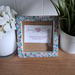 Colourful Feather Clay Slices Square Photo Frame 4 X Inches - thumbnail 1