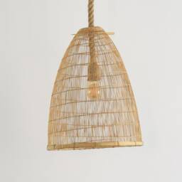 Handmade Bamboo Pendant Lamp With Rope - Rustic Fishing Trap Lampshade - thumbnail 2