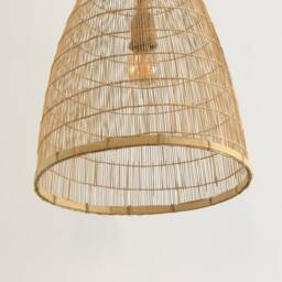 Handmade Bamboo Pendant Lamp With Rope - Rustic Fishing Trap Lampshade - thumbnail 3
