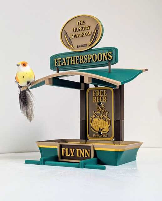 Featherspoons Fly Inn - Custom Name Bird Feeder Personalised 3D Printed Pub Style Quirky Garden Gift - image 1