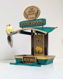 Featherspoons Fly Inn - Custom Name Bird Feeder Personalised 3D Printed Pub Style Quirky Garden Gift - thumbnail 1