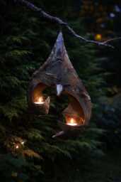 Metal Hanging Bat Candleholder. Handcrafted T Light Holder. Bats. Halloween - thumbnail 1