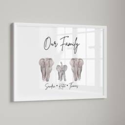 Personalised Elephant Family Print, Sign, Gift, Home Decor Gifts, Wall Art Poster - thumbnail 2