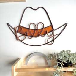 Personalised Cowboy Hat Decor For Kids Wall Made From Rope Wire Toy Story, Western - thumbnail 3