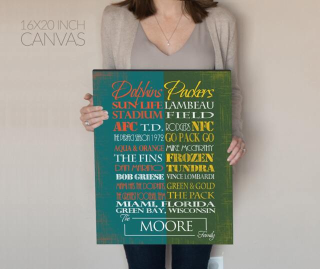 Personalized Green Bay Packers/Miami Dolphins House Divided Print Or Canvas Gift For Fan. Fan. Housedivided - image 1
