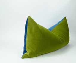 Green & Blue Velvet Pillow Case // Cover Colour Block - thumbnail 1