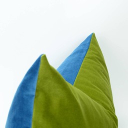 Green & Blue Velvet Pillow Case // Cover Colour Block - thumbnail 3