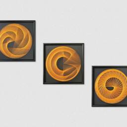 Yellow & Black Geometric String Art - Abstract Framed Zen Wall - thumbnail 3