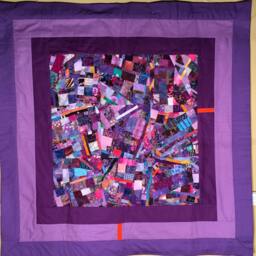 Modern Art Quilt Wall Hanging Purple Collage, Home Decor - 43x43 - thumbnail 3