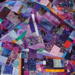 Modern Art Quilt Wall Hanging Purple Collage, Home Decor - 43x43 - thumbnail 2