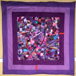 Modern Art Quilt Wall Hanging Purple Collage, Home Decor - 43x43 - thumbnail 1