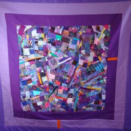 Modern Art Quilt Wall Hanging Purple Collage, Home Decor - 43x43 - thumbnail 4