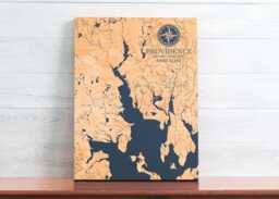 Providence, Rhode Island Map - Engraved Wood Coastal Chart Wall Art Sign, Beach Home Decor Nautical Print, Unique Personalized Family Gift - thumbnail 1