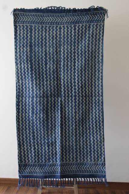 Handmade Indigo Dhurrie Rug 3x5 Handwoven Indian Cotton Rug - image 1