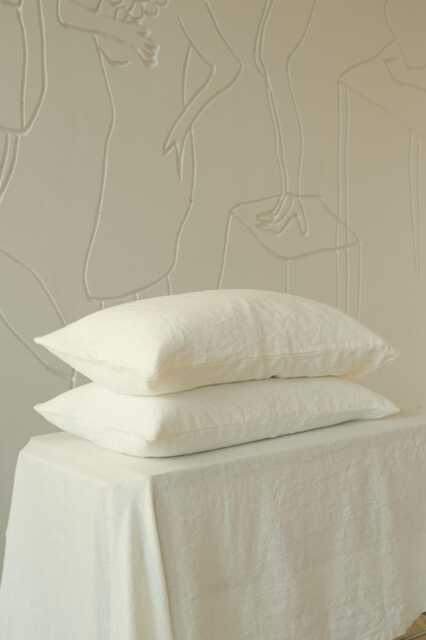 Housewife Milky White Linen Pillowcase/Durable Natural Pillow Sham For Bedroom Comfortable & Eco-Friendly Cover - image 1