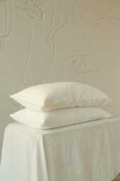 Housewife Milky White Linen Pillowcase/Durable Natural Pillow Sham For Bedroom Comfortable & Eco-Friendly Cover - thumbnail 1