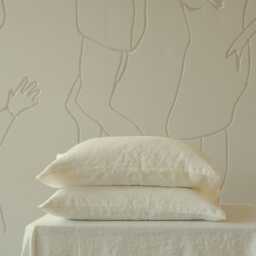 Housewife Milky White Linen Pillowcase/Durable Natural Pillow Sham For Bedroom Comfortable & Eco-Friendly Cover - thumbnail 2