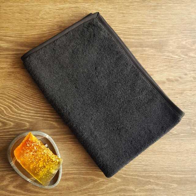 Black Bathroom Towels - Italian Terry Custom Sizes & Embroidery - image 1