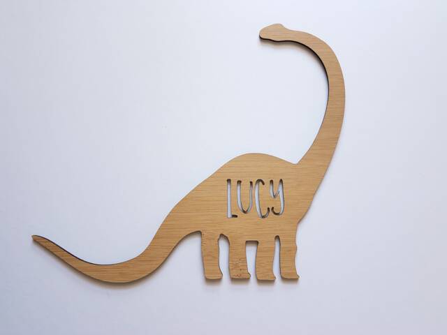 Personalised Dinosaur Shape Wooden Wall/Door Hanging-Wall Hanging-Kids Door Sign-Custom Name-Kids Gift-Baby Gift-Lasercut-Plaque - image 1