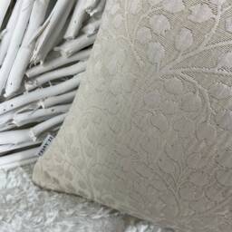 "Country Farmhouse Cushion Cover John Lewis & Partners Eversley Fabric, Leaf Trails Buds/ Ivory Champagne, Handmade - Size 12"" X 20" - thumbnail 3