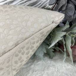 "Country Farmhouse Cushion Cover John Lewis & Partners Eversley Fabric, Leaf Trails Buds/ Ivory Champagne, Handmade - Size 12"" X 20" - thumbnail 4