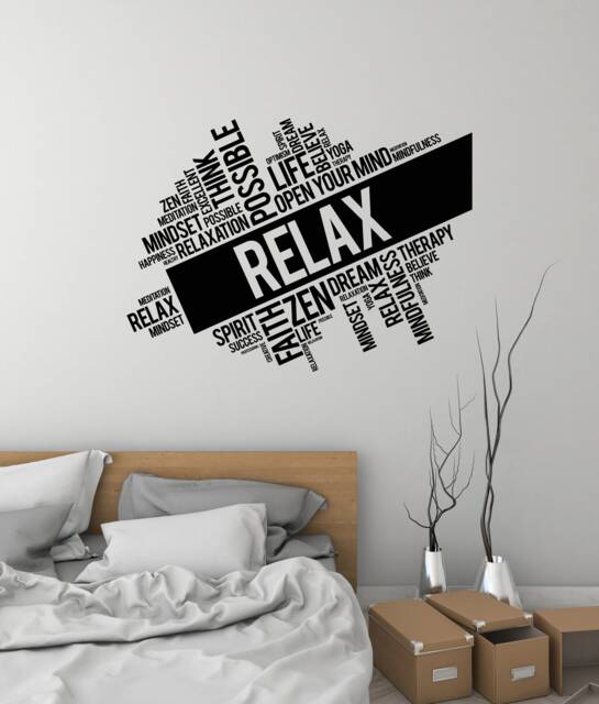 Relax Vinyl Wall Decal Words Cloud Zen Meditation Room Spa Massage Stickers Mural 3106Di - image 1