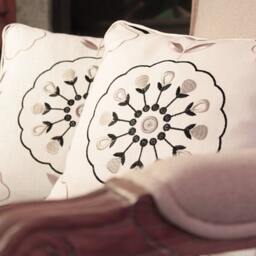 Boho Floral Embroidered Pillow Pair - Clarke & Linen Cushions - thumbnail 4
