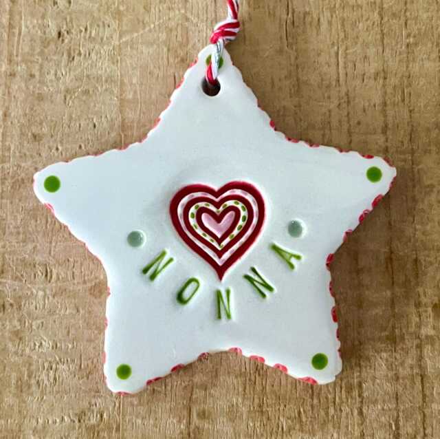 Handmade Ceramic Nonna Star Ornament, Christmas Gift - image 1
