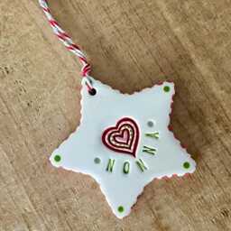 Handmade Ceramic Nonna Star Ornament, Christmas Gift - thumbnail 2