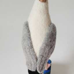 Felted Wool Seagull Decoration, Party Hat Bird, Textile Art, Grey White Gull - thumbnail 4
