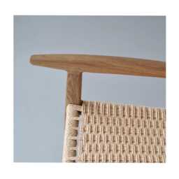 Handcrafted Oak Lounge Chair Danish Paper Cord, Mid-Century Style - thumbnail 4