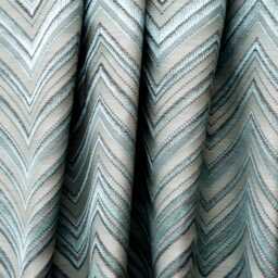 Teal Geometric Waves Jacquard Curtain Panels, Abstract - Rod Pocket, Grommet, Box Pleat, Three Pinch Tab Top & Plain Ring Top - thumbnail 3
