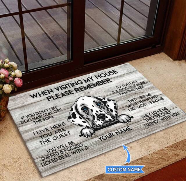 Dalmatian Doormat, Mat, Rug, Visiting My House Perfect Gift For Dog Lover, Home Decor, Funny Doormat