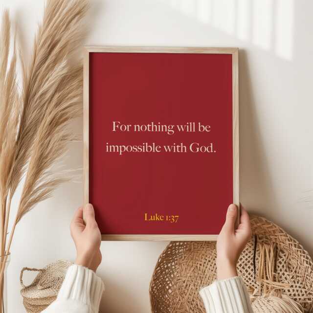 Luke 137 Print, For With God Nothing Shall Be Impossible, Bible Verse Wall Art, Christian Home Decor - Scripture Gift, Faith Encouragement - image 1