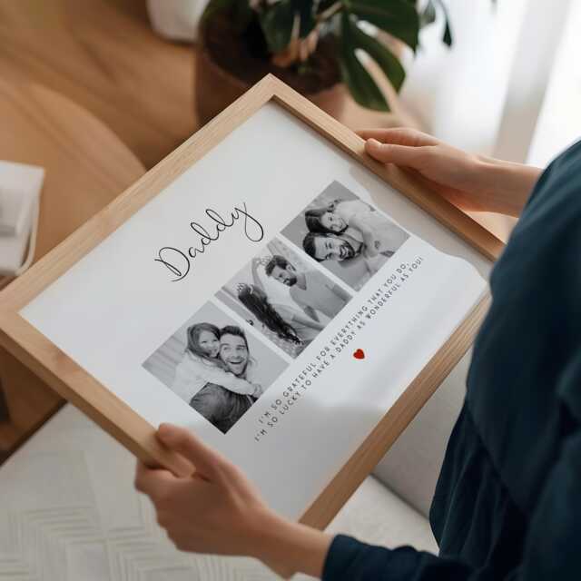Dad Photo Frame Gift - Father Collage Print Personalised Wall Art Father's Day Birthday Present Christmas - image 1