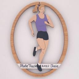 Personalized Runner Track Cross Country Christmas Ornament For Girl With Custom Colors-Wood, Hand Painted, Laser Cut - thumbnail 3
