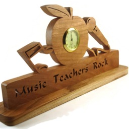 Music Teachers Rock Desk Or Shelf Clock Handmade From Cherry Wood By Kevskrafts - thumbnail 2