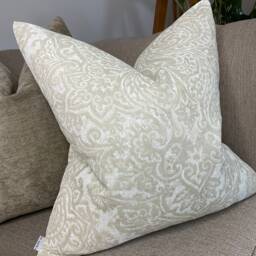 Harlequin Aureilia Cushion Cover Sandstone/ Chalk, Linen Timeless Printed Design Double Sided, Handmade in Uk, Home Decor - thumbnail 1