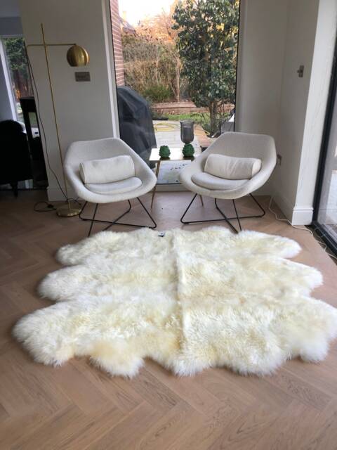 xxl Genuine Sheepskin Rug, Ivory Latge Fluffy Sheepskin, Large White - image 1
