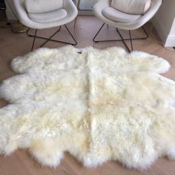 xxl Genuine Sheepskin Rug, Ivory Latge Fluffy Sheepskin, Large White - thumbnail 3