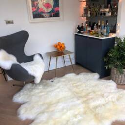 xxl Genuine Sheepskin Rug, Ivory Latge Fluffy Sheepskin, Large White - thumbnail 4