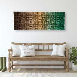 Reclaimed Wood Wall Art - Brown, Gold & Green Mosaic - thumbnail 4