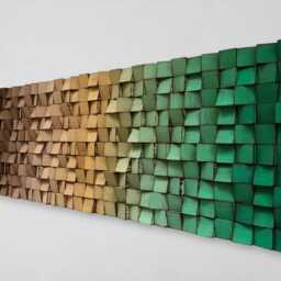 Reclaimed Wood Wall Art - Brown, Gold & Green Mosaic - thumbnail 2