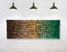 Reclaimed Wood Wall Art - Brown, Gold & Green Mosaic - thumbnail 1