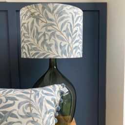 Vintage-Inspired Drum Lampshade Willow Bough Mineral William Morris - thumbnail 3