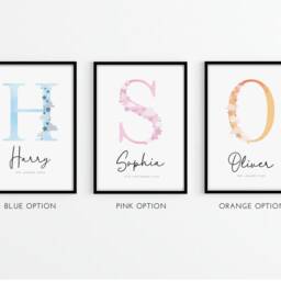 Personalised Name Star Print - Baby Newborn Gift Clouds Nursery Custom Wall Art Kids, Childrens Room Home Prints Bespoke - thumbnail 2