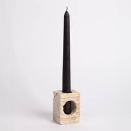 Natural Travertine Candlestick Holder With Glass Tube
