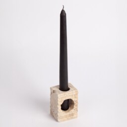 Natural Travertine Candlestick Holder With Glass Tube - thumbnail 2
