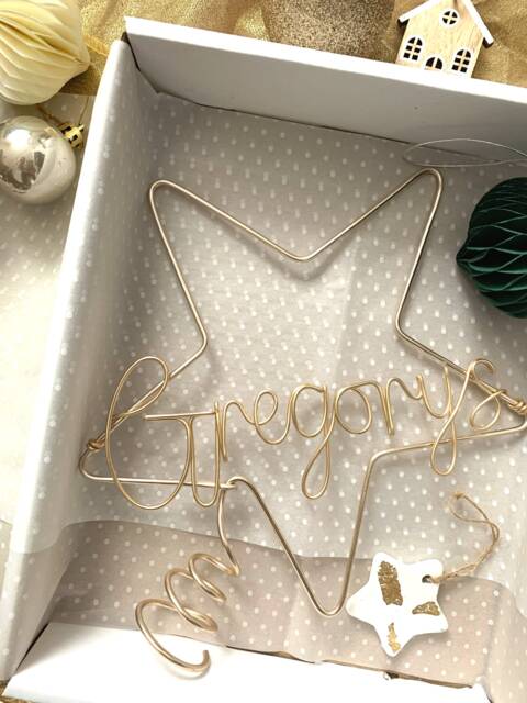 Personalised Family Name Wire Star Tree Topper - Custom Christmas Handmade Unique Festive Decor Choice Of Colour - image 1